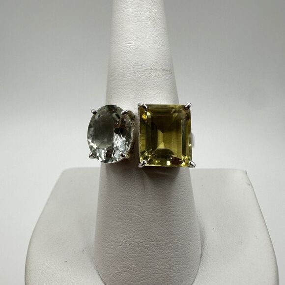 NWOT Stunning Green Quartz/Lemon Quartz ring in Sterling Silver! - Picture 6 of 9